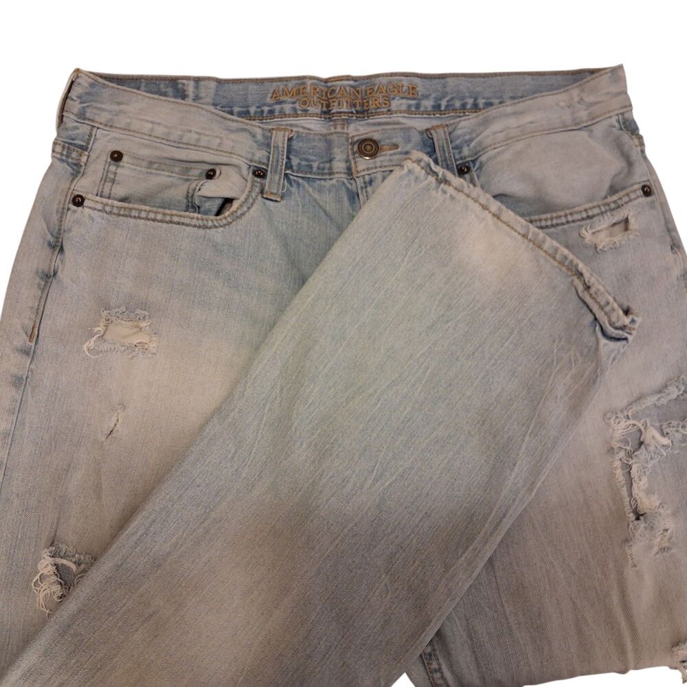 American Eagle vintage jeans mens 34x34 blue denim loose fit Y2K 90's distressed